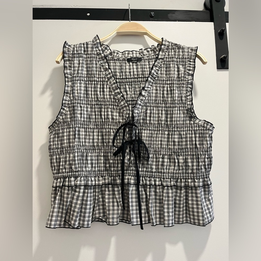 Rails Martine Sleeveless Top Ivory Jet Gingham